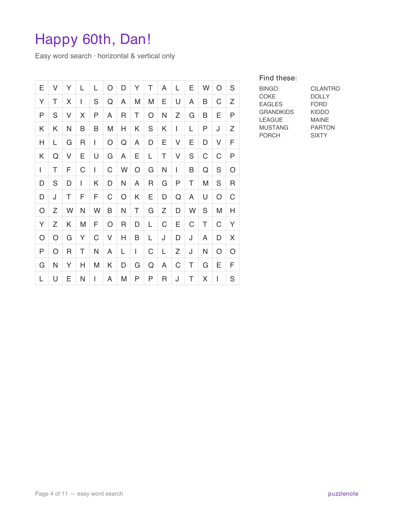 Easy word search with its word list.